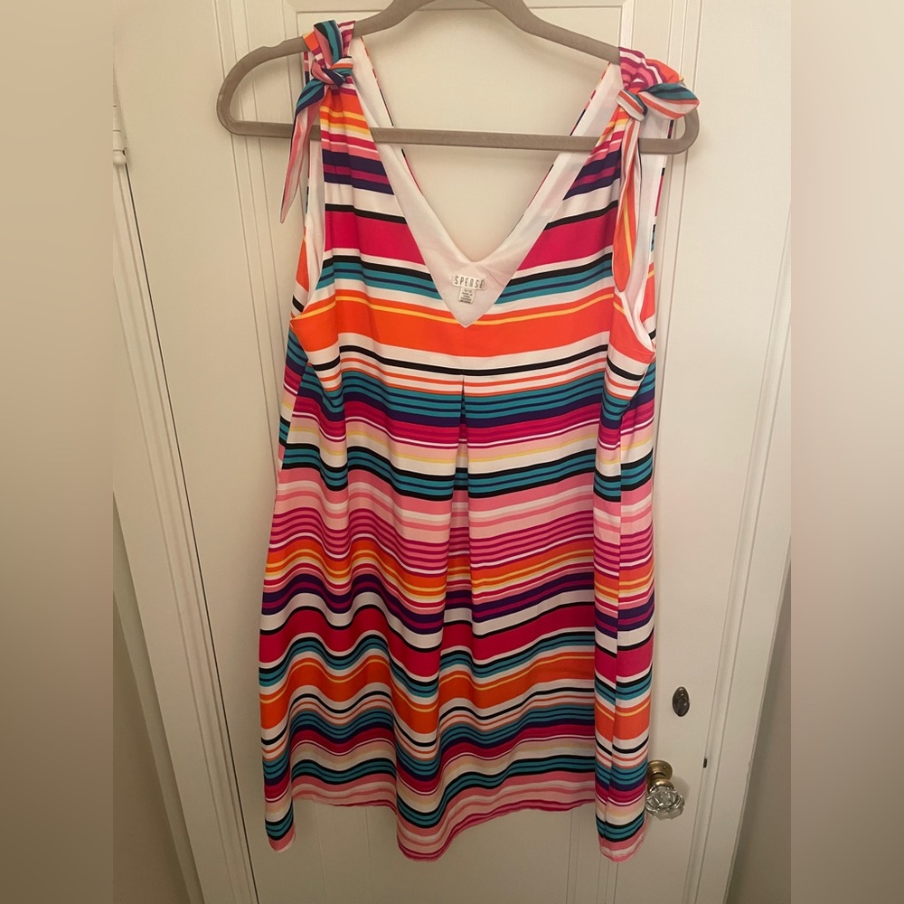 Shift dress with shoulder tie detail, like new!